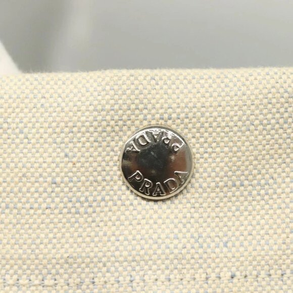 PRADA Tote Bag Canvas Beige Silver Auth 133386 - Picture 11 of 16